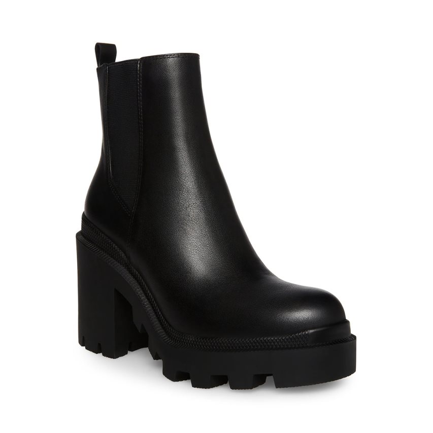 Black Steve Madden Roxie Leather Women's Ankle Boots | PH 4718IQM